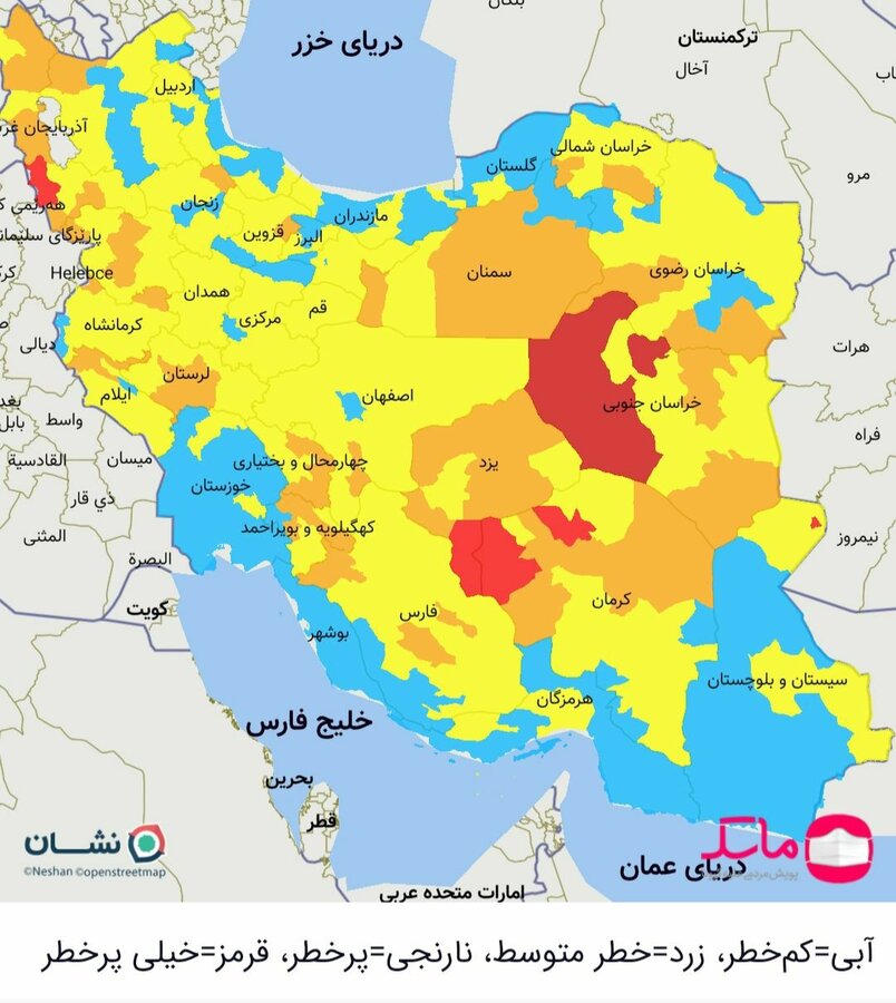 کاهش شهرستان‌های قرمز کرونایی